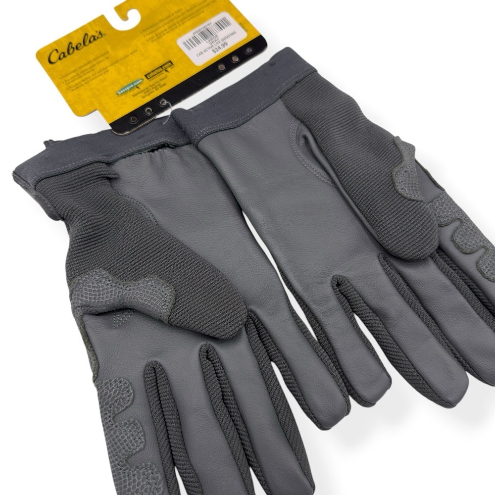 NEW Cabela's Gray Active Lite Shooting Hunting Gloves Leather Overlay Size Large - Picture 5 of 6